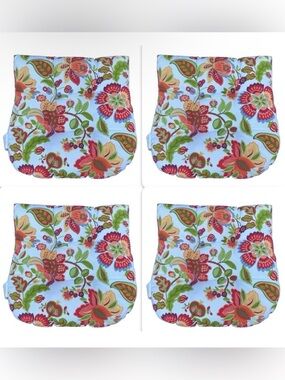 Set of 4 Destination Summer Floral Outdoor Patio Seat Cushions 20x19 New